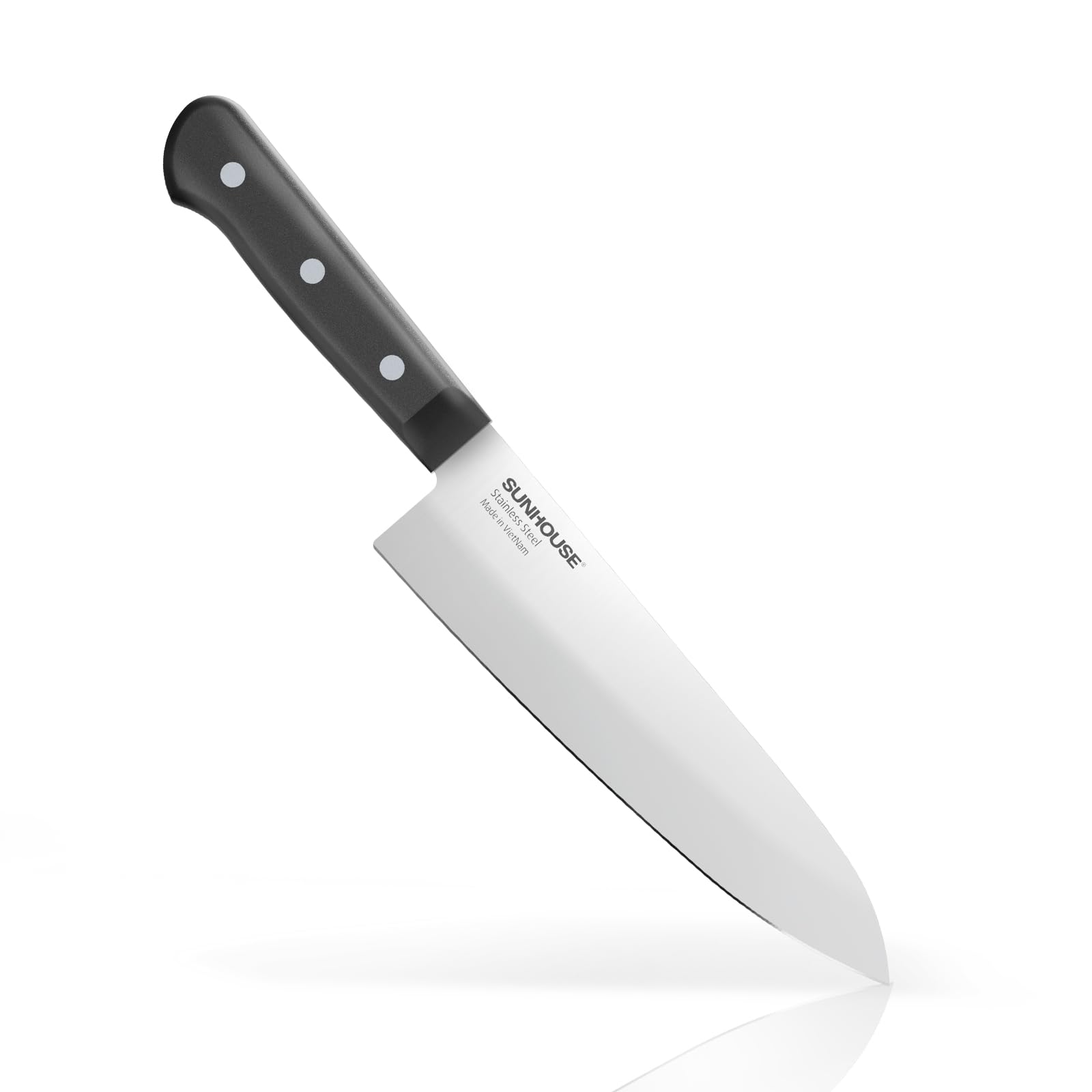 Sunhouse Chef Knife, 7.5 Inch High Carbon Stainless Steel Sharp Kitchen Knife with Ergonomic Handle, Ultra-durable 2-layer Molded Handle, A Useful Chef Gift for Mom and Dad