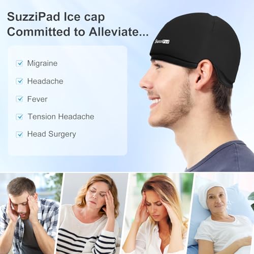 SuzziPad Cold Cap for Chemotherapy Patients, Migraine Relief Cap, Headache Ice Pack, Ice Cap for Chemo, Ice Hats for Migraines, Cancer Care for Women and Men, Comfort Items for Chemo Patients