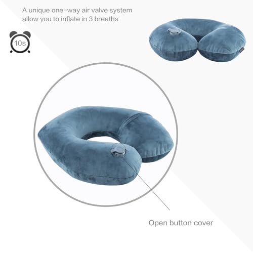 Keemall Car Neck Pillow, Soft Headrest Inflatable Car Pillow for Driving Seat with Adjustable Strap, Comfortable Ergonomic Design Neck Support and Breathable Washable Cover (Black 1 Pack)