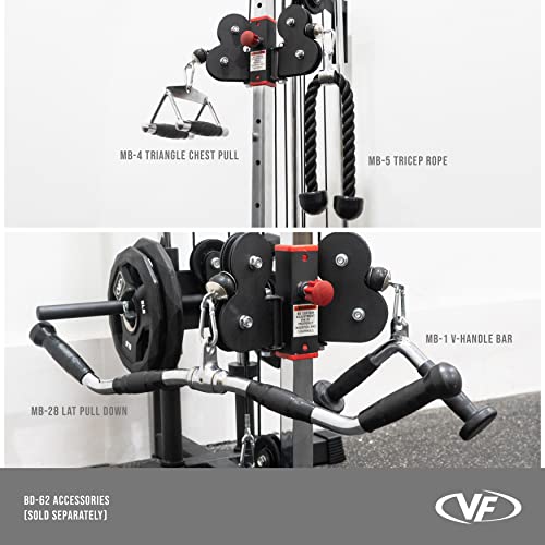 Valor Fitness Wall Mount Cable Machine – Adjustable Dual Pulley System with 16 Positions, LAT Pull, Strap Handles & Attachments – Max Weight 200 LB – Ideal Home Gym Equipment for Strength Training