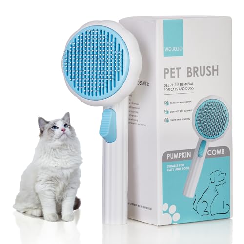 VIOJOJO Self-Cleaning Pet Grooming Tool - Deshedding Brush with Release Button for Cats and Dogs, Hair Remover for Indoor Pets