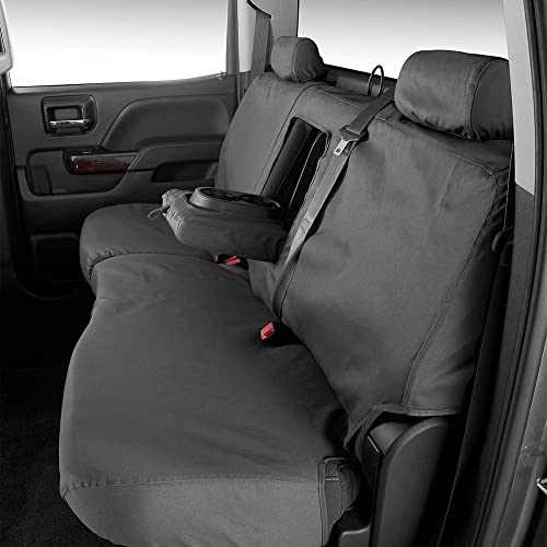 Covercraft - SS3344PCCH Custom-Fit Front Bench SeatSaver Seat Covers - Polycotton Fabric, Charcoal Black