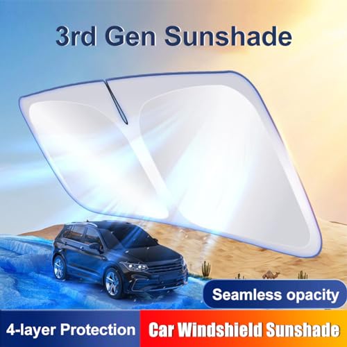 Car Windshield Sun Shade - 4 Layers Nano Coating Foldable Front Window Sunshade, Block UV Rays, Auto Interior Sun Protection, Windshield Cover for Compact Sedan, SUV (Small (55.1"x27.5"))