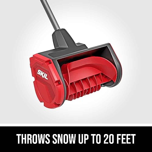 SKIL PWR CORE 40 Brushless 40V 12 in. Power Head Snow Shovel Kit, 20'ft Throwing Distance, Includes 4.0Ah Battery and Charger - PSS1200C-10, Red