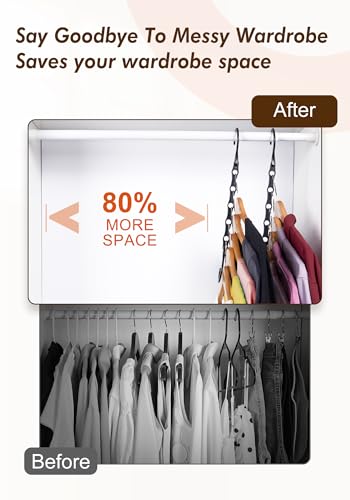 HOUSE DAY Closet Organizers and Storage 6 Pack, College Dorm Room Essentials, Multifunctional Organizer Magic Space Saving Hangers with 5 Holes, Storage Organization for Wardrobe Closet