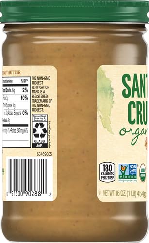 Santa Cruz Organic, Dark Roasted Peanut Butter, Creamy, Organic, 16 Ounce