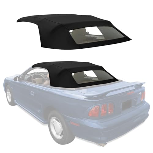 Sierra Auto Tops Replacement Convertible Soft Top with Heated Glass Window, fits Ford Mustang models 1994-2004, Premium Grade Sailcloth Vinyl, Black