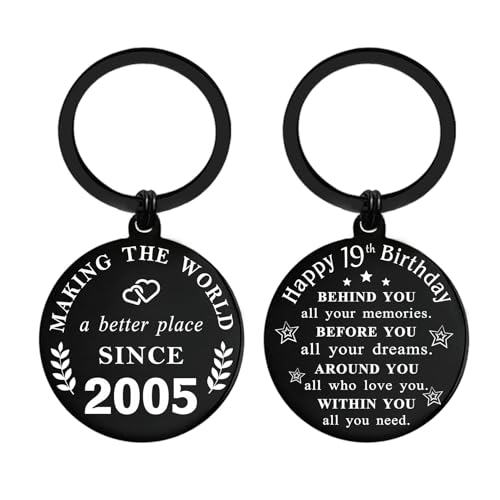 DGXMD 19th Birthday Gifts - Born in 2005 Birthday Keychain - 19 Year Old Boys Girls Birthday Gifts - 2005 Birthday Present