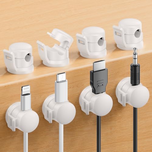LOTUNY Cable Clips 8 Pack Cord Holder for Nightstand [Cable Smooth Adjustable], Charging Cable Holders for Cords, Adhesive Wire Holder Organize Phone USB Charger Cable for Wall,Car,Desk,Nightstand