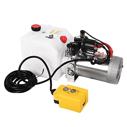 LFGUD Hydraulic Power Unit, 3 Quart Hydraulic Pump Double Acting Dump Trailer Pump 12V DC Plastic Reservoir Hydraulic Pump for Dump Trailer Car Lifting Platforms