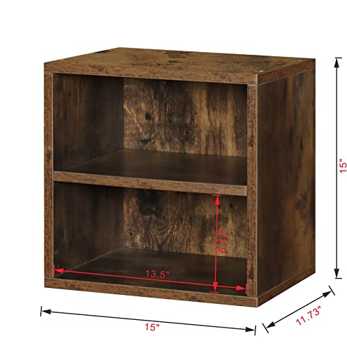 FUSUNBAO Magic DIY Cube Storage Organizer Stackable Cubes for Home Books Clothes Toy -Modular Cubby Storage System -Stackable Storage Cubes-Bookcase Closet (Antique Brown, 1 Layer Cube)