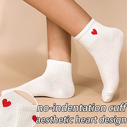 CHUNFO Cute Heart White Red Crew Women Socks Frilly Fun Bear Pattern Long Ankle Novelty Aesthetic Girls Sock 4 & More Pairs