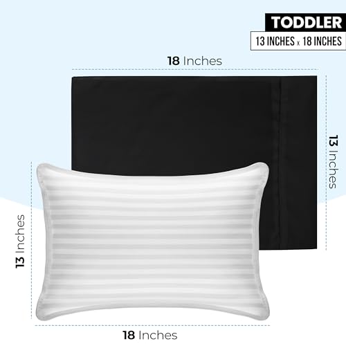 Utopia Bedding Toddler Pillowcases 13" x 18" - 4 Pack - Envelope Closure - Soft Brushed Microfiber Fabric - Shrinkage and Fade Resistant Pillow Covers Inches (Toddler, Black)