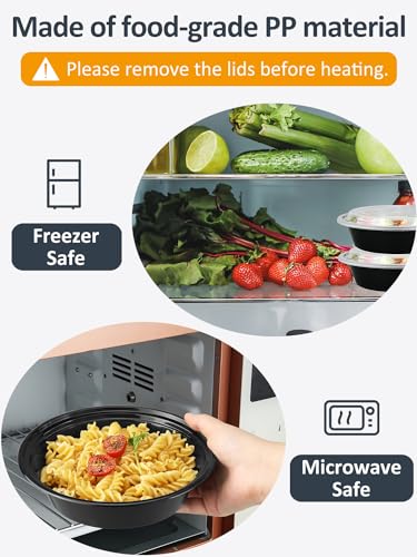 NEEBAKE 50 Sets 24oz Meal Prep Container - Reusable Plastic Food Storage Containers with Lids, Fits Microwave, Freezer and Dishwasher Safe