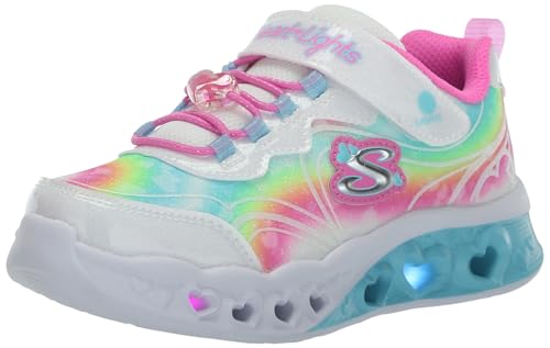 Skechers Kids Flutter Heart Lights-Groovy Sneaker, Lavender/Aqua, 13 US Unisex Little Kid