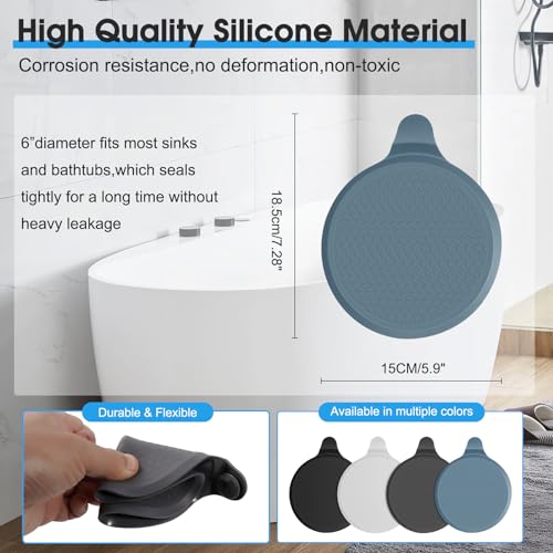CukoHno Kitchen Sink Stopper,Silicone Bathtub Stopper,6"*7.3"Diameter Large Sink Plug,Drain Stopper for Shower,Bathroom Sinks,Bathtubs,Black,1 Pack