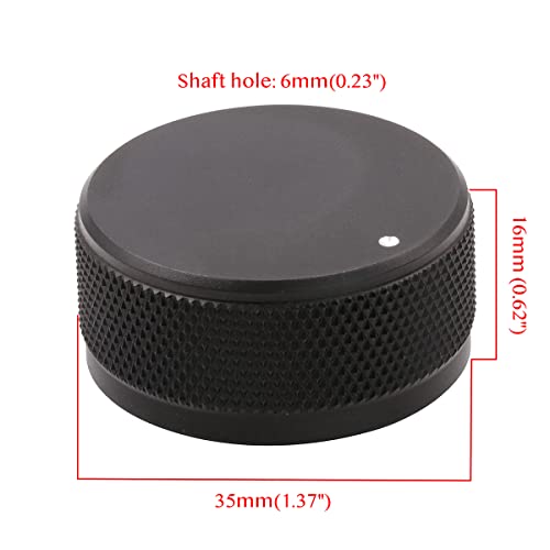 ROZILO 2Pcs Aluminum Potentiometer Control Knob Volume Audio for 6mm Diameter Shaft 35mm Dia. x 16mm Height Black