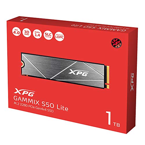XPG GAMMIX S50 CORE PCIe Gen4 x4 1TB M.2 2280 NVMe Internal Solid State Drive, Up to 3500 MB/s (SGAMMIXS50C-1000G-CS)