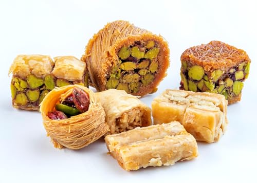 YAFA Baklava -Middle Eastern Sweets- Pistachio Baklava - Bakery Dessert-Turkish Delights Assorted - Eid Gift Basket - Turkish Baklava-Taste of Palestine-Baklava Gift Box 450g (46-48pcs)