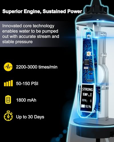 MySmile Powerful Cordless 350ML Water Dental Flosser Portable OLED Display Oral Irrigator with 5 Pressure Modes 8 Replaceable Jet Tips and Storage Bag for Home Travel Use (Black)