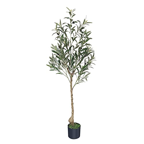 Melli Welli Olive Trees Artificial Indoor 4FT Artificial Tree Faux Olive Tree Tall Faux Tree Indoor Artificial Olive Tree Indoor Outdoor Home Decor Living Room Office Housewarming 1pc