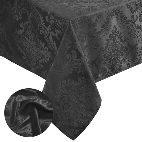 Elrene Home Fashions Caiden Elegance Damask Fabric Tablecloth, 90" Round, Red