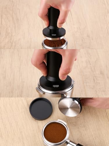 51mm Espresso Tamper, YOLOYO 30lb Consistent Pressure Coffee Tamper, Calibrated Tamper for Espresso Machine 51mm, Spring Loaded Tamper with Stainless Steel Base and Matching Stand