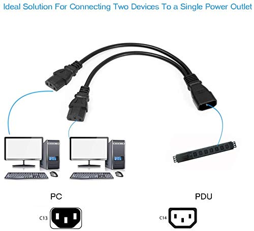 4-Pack UPS Server Y Splitter C14 to 2 x C13 Power Extension Cable