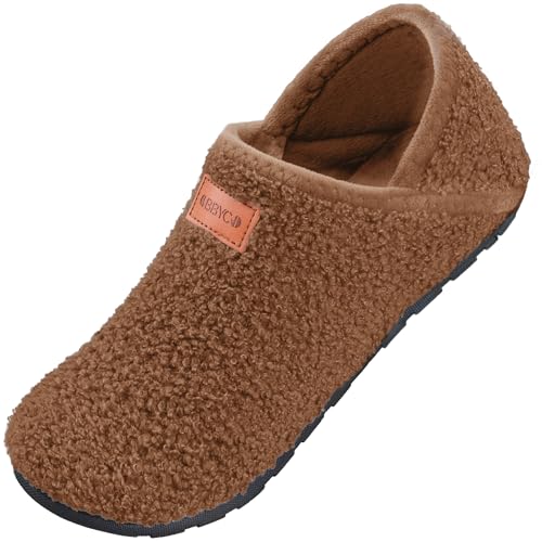 OBBYCO Women's Men's Fuzzy Fur Slippers Casual House Shoes Non Slip Barefoot Slipper Socks Warm Closed Back Indoor Outdoor Shoes