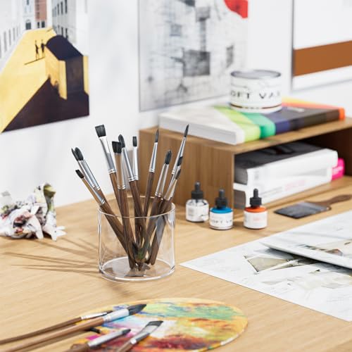 MaxGear 2 Pack Pen Holder Acrylic Cylinder Container, Round Pencil Holder for Desk Pen Cups for Utensil Makeup Brush Holder, Clear Stationery Organizer for School Home Supplies Office Desk Accessories