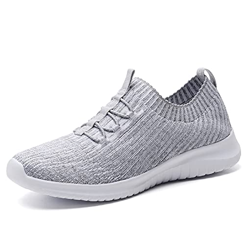 konhill Women's Comfortable Walking Shoes - Tennis Athletic Casual Slip on Sneakers 9 US D.Gray,40