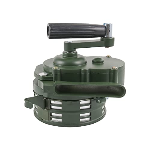 DICMIC Metal Hand Crank Siren Horn, Manual Handheld Air Raid Siren, Portable Loud Emergency Safety Siren, Green