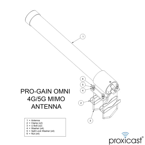 Proxicast Pro-Gain 4G / 5G MIMO Antenna - Wide-Band Omni-Directional for Cellular Modems & Routers on Verizon, ATT, T-Mobile, Telus, Bell Canada, Rogers, Movistar, Telcel, Claro (ANT-127-05M Carbon)