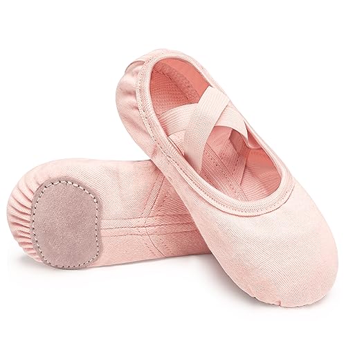 Stelle Ballet Shoes Toddler Slippers Highly Elastic Canvas Girls Ballerina Dance Shoes for Toddler/Little Kid/Big Kid/Women(Black,3ML)