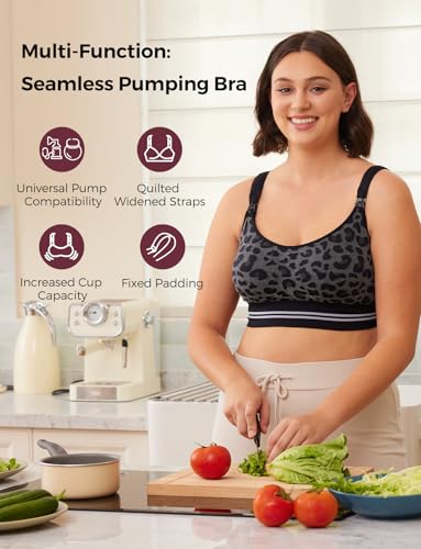 Momcozy Seamless 4-in-1 Pumping Bra Hands Free, CozyFitClasp Pumping & Nursing Bras, Supportive Breast Pump Bra