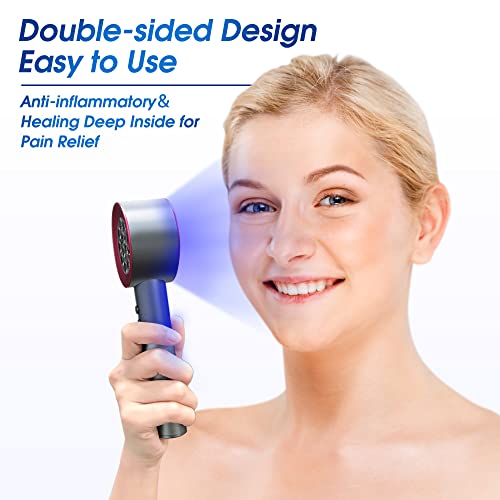 UTK High Power 24 LED Red Light Therapy Device with 470/660/850/940nm Wavelength, Blue Red＆Near-Infrared Handheld Light Therapy for Face, Relieve Body Pain Deeply, Facial Skin Care