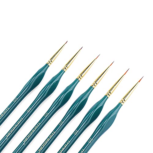 Transon Detail Thin Paint Brush Set 6pcs for Model Minature Craft and Art Painting Green