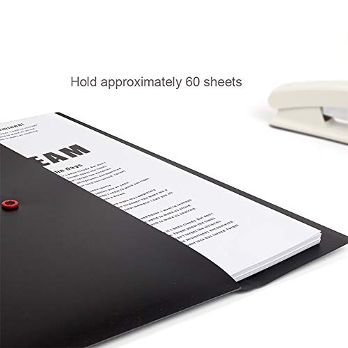 VANRA 5 Pieces A4 Envelopes Folders for Paperwork Plastic Wallets Document Organizer with Snap Button Closure A4 Letter Size (Black)