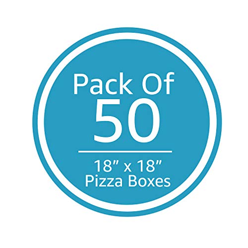 Here to There Packaging White Cardboard Pizza Boxes, Takeout Containers - 10 x 10 Pizza Box Size, Corrugated, Kraft – 50 Pack