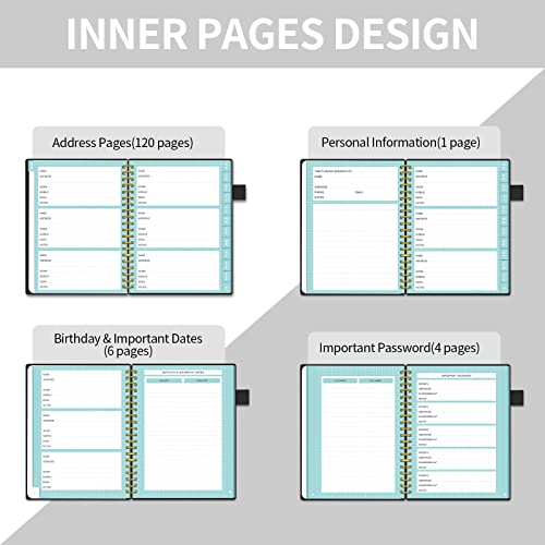 Regolden-Book Address Book with Alphabetical Tabs, Hardcover Address Organizer for Record Contacts, Telephone Book for Seniors, Internet Log Book Journal with Password, Pen Loop, Pocket, (5.7x7.2")