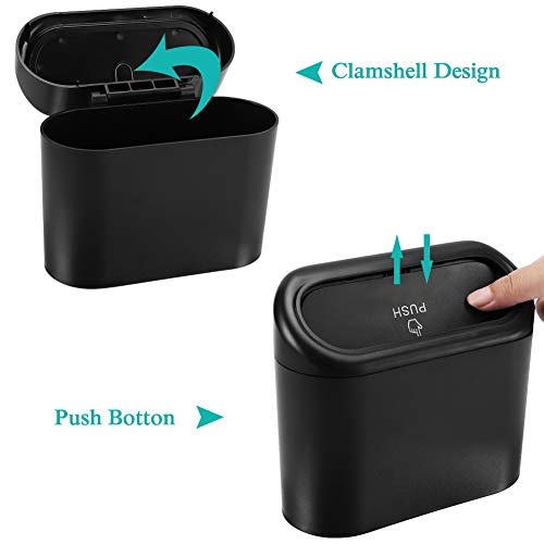 Accmor Car Trash Can with Lid, 2 Pack Mini Vehicle Trash Bin Car Dustbin Garbage Organizer Holder with 2 Roll Trash Bag, Portable Hanging Leakproof Cars Storage Bag Container for Auto, SUV, Office