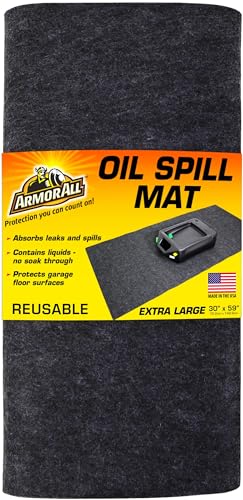 Armor All Premium Oil Spill Mat, Garage Floor Maintenance Mat (30" x 59"), Absorbent Oil Pad, Reusable, Washable, Durable, Waterproof Backing Contains Liquids, Protects Surface (USA Made)