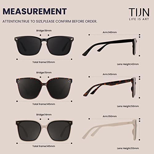 TIJN Retro Square Polarized Sunglasses Women Men Oversized Vintage Shades,UV Protection Sun Glasses Trendy Style(Coconut)