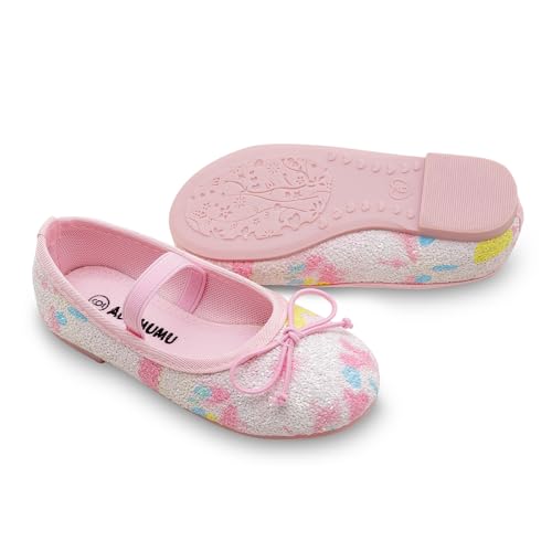 ADAMUMU Sparkly Girls Dress Up Shoes - Princess Mary Jane School Uniform Dress Shoes in Performance, Prom and Graduation - Glitter Blue, 1M Big Kid