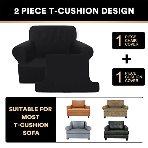PrinceDeco T Cushion Sofa Slipcover 3 Pieces Sofa Covers for T Cushion Sofa Soft Couch Cover Sofa Slip Covers Furniture Covers with 2 Individual T Cushion Shape Seat Covers Machine Washable, Taupe