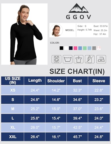 GGOV Women's Golf Polo Shirts Long Sleeve Workout Tops UPF 50+ Sun Protection Quick Dry Lightweight Active Tennis Shirts Royal Blue