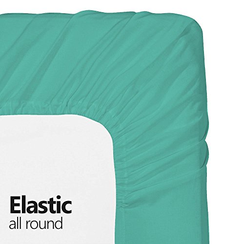 Fitted Hospital Bed Sheet, Twin Extra-Long 36"X80"X10" Soft and Comfy 100% Cotton Twin XL by Crescent Bedding (Twin XL, Aqua)