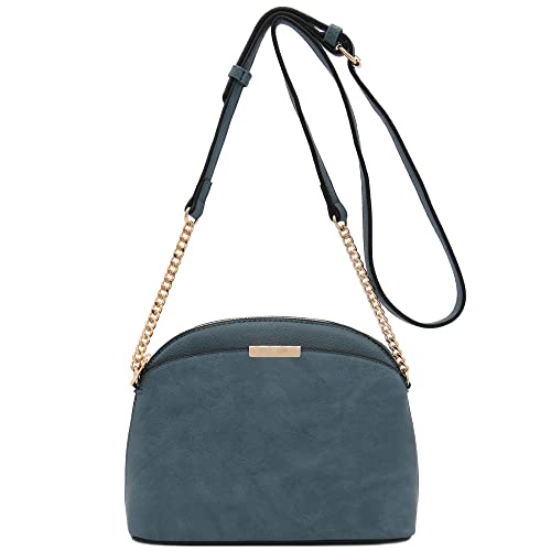 FashionPuzzle Faux Leather Solid Small Dome Crossbody bag with Chain Strap (White)