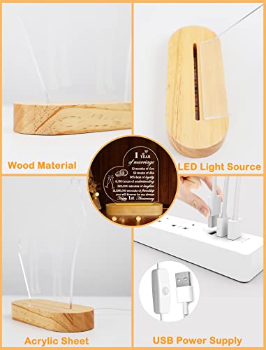 FULLOSUN Anniversary Wedding Gifts for Him/Her, I Love You Night Light 3D Illusion Lamp for Couple Wife Husband Romantic Valentines Wedding Day Present (5th)