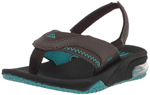 Reef Boy's Little Fanning Sandal, Lime/Navy, 11 Kid